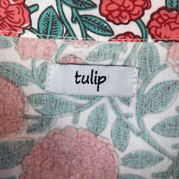 Tulip Top Button Down Floral Tunic 100% Cotton Long Sleeve Size Large Boxy - Picture 5 of 13